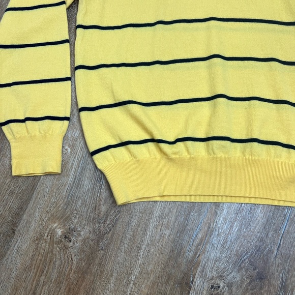346 Brooks Brothers V-Neck Merino Wool Sweater Sz XL Yellow Navy Blue Stripe - Picture 6 of 12